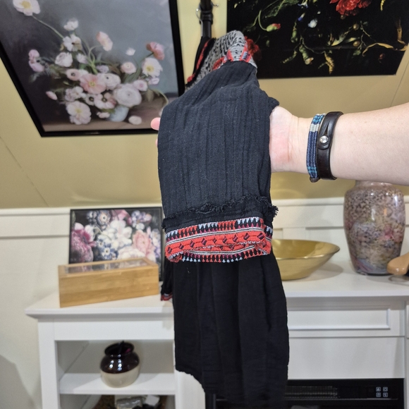 Johnny Was Black Blouse with Red and Gray Accents - Picture 7 of 10